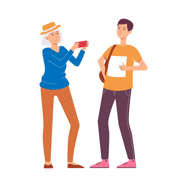 一个白人夫妇的游客和旅行者度假，旅游或旅游。图片下载