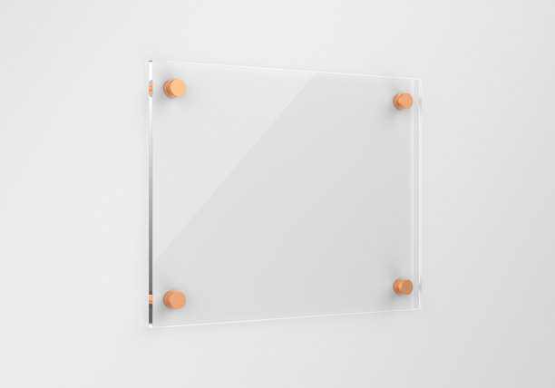 墙上的玻璃板模型。三维渲染图片下载
