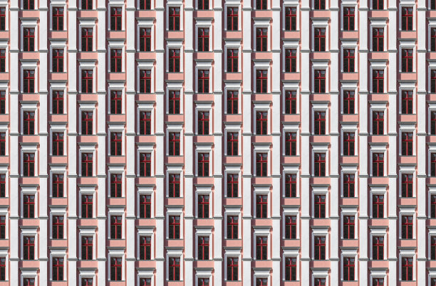 建筑模式，一个老柏林房子的窗户移位图片下载