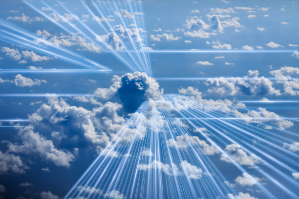 在云中流动的数字数据的概念图像图片下载