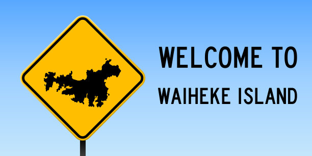 怀赫克岛地图上的路标。图片下载