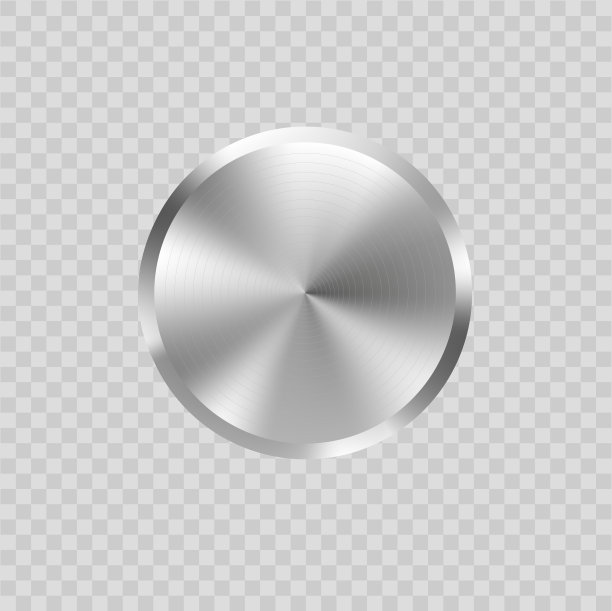矢量3d现实金属按钮与圆形处理透明背景。钢卷旋钮。金属质感。图片下载