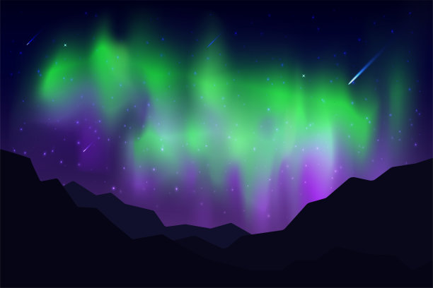 极光发生在夜空中有星星相伴的夜晚图片下载