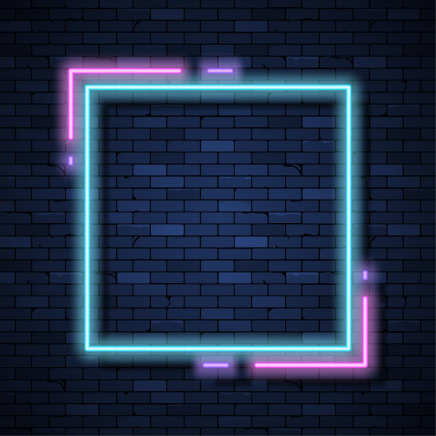 砖墙上的霓虹灯图片下载