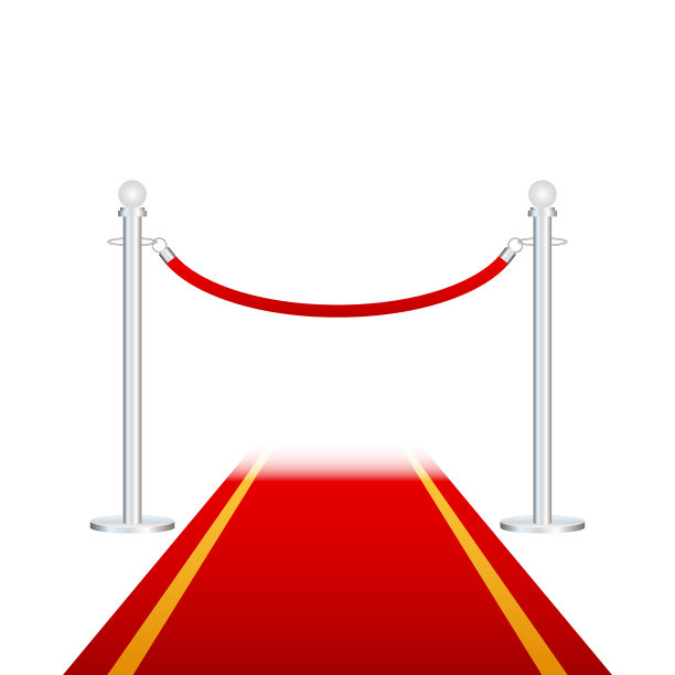 红地毯，金柱子上有红绳子。独家活动，电影首映，晚会，典礼，奖项的概念。矢量插图。图片下载