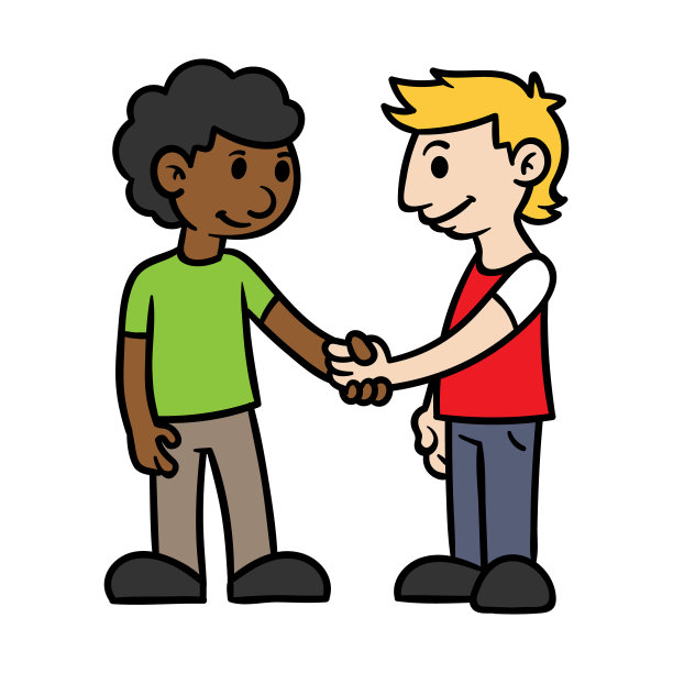 卡通两个人握手图片下载