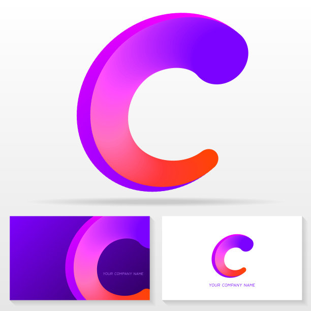 字母C标志设计和名片模板。图片下载