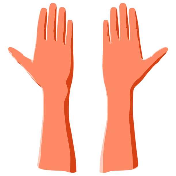 人类的手掌作为和平手势或投票的概念图片下载