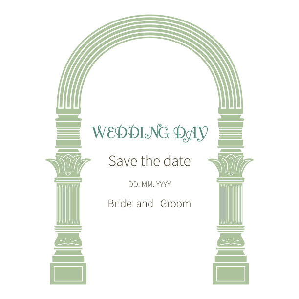 婚礼请柬。框架复古拱门华丽，皇家建筑图片下载