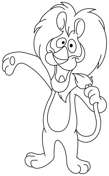 唱歌的狮子轮廓简笔画图片下载