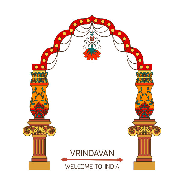 幻想豪华装饰的拱门在白色的背景。旅游度假的海报。图片下载