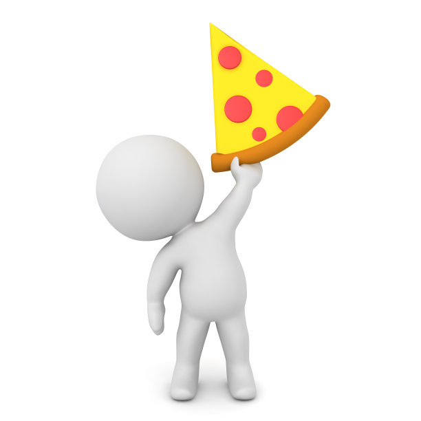 3D角色举着一片披萨图片下载