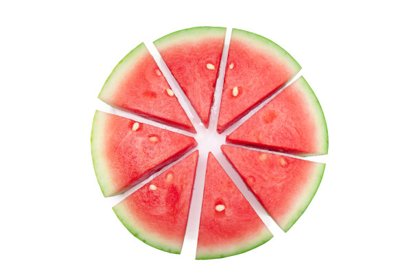 白色背景上的西瓜片图片下载