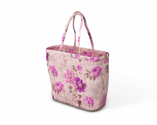 设计师购物袋与花卉图案图片下载