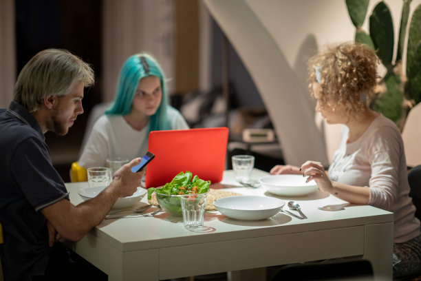 晚餐时间之前在家里工作的室友图片下载