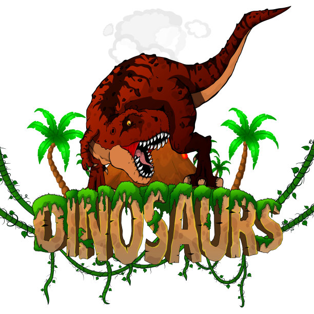 恐龙世界的标志与暴龙。矢量插图。图片下载