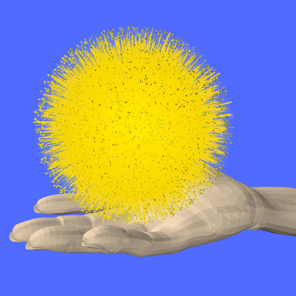 男子手里拿着一颗黄色的星星。三维矢量图图片下载