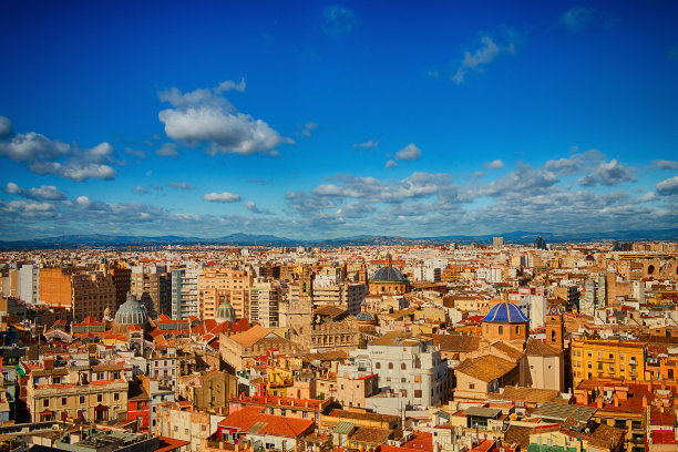 西班牙。瓦伦西亚。全景照片。从高处俯瞰城市图片下载