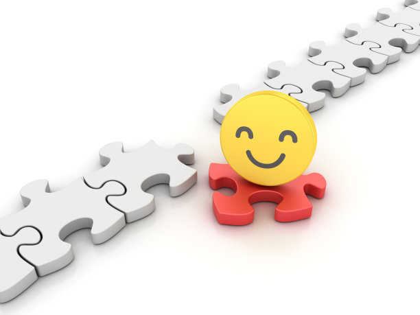 拼图与微笑表情- 3D渲染图片下载