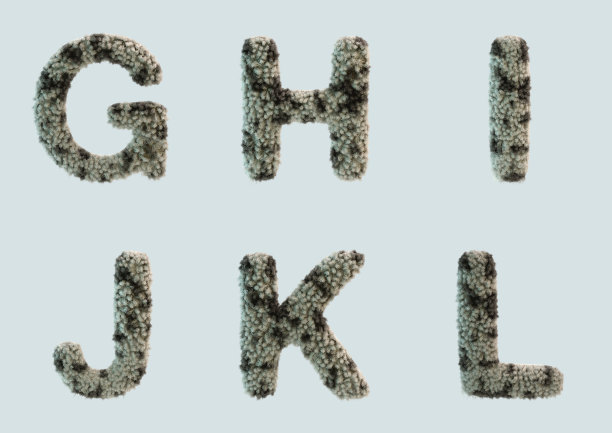 皮毛字母的3D渲染图片下载