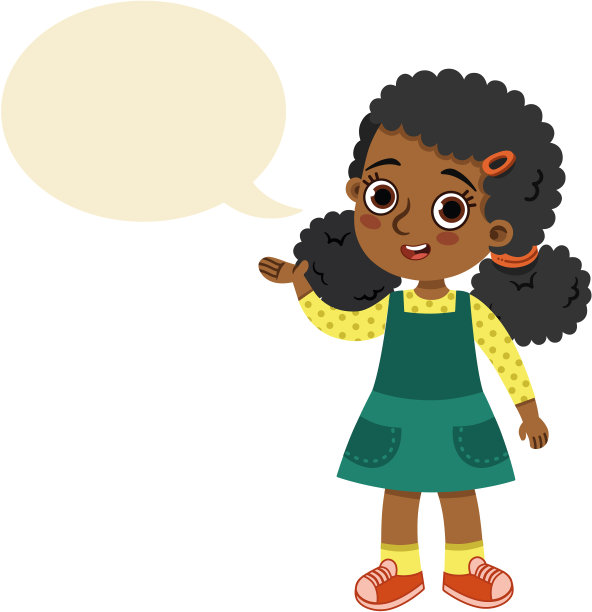 非裔美国女孩，带着说话气球。图片下载
