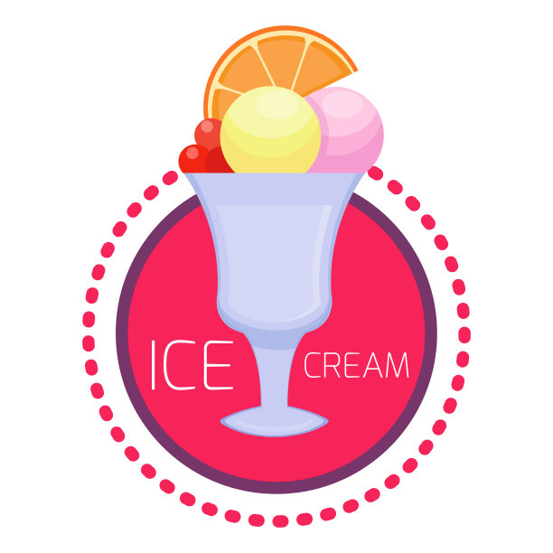 冰淇淋的徽章或标签。五彩缤纷的矢量插图。甜的点心。卡通平的风格图片下载