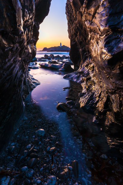 英国康沃尔郡，哥德雷维日落图片下载