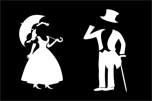 女士和先生的剪影孤立在黑色图片下载