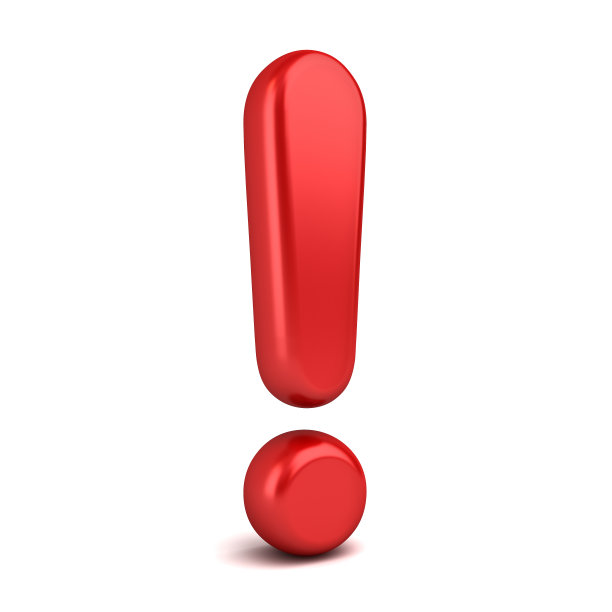 3d感叹号孤立在白色背景与阴影3d渲染图片下载