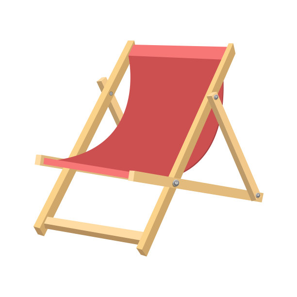 木制沙滩椅矢量设计插图孤立在白色的背景图片下载