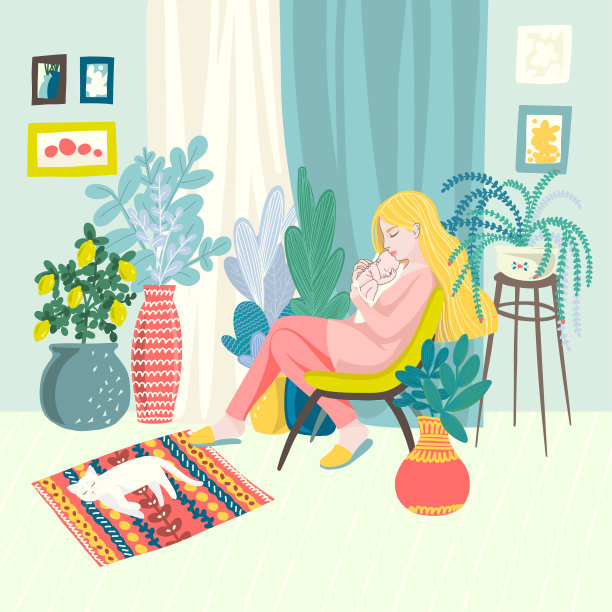 妈妈，宝宝和猫图片下载