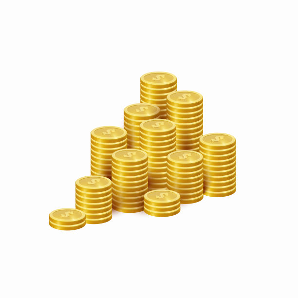 一堆金币与美元符号在透明的背景。准备使用。图片下载