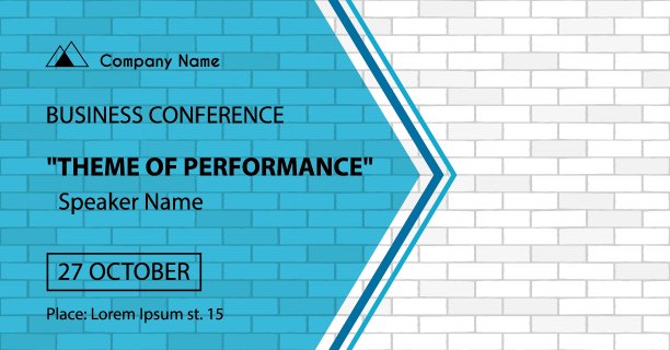 商业会议公告的矢量横幅模板图片下载