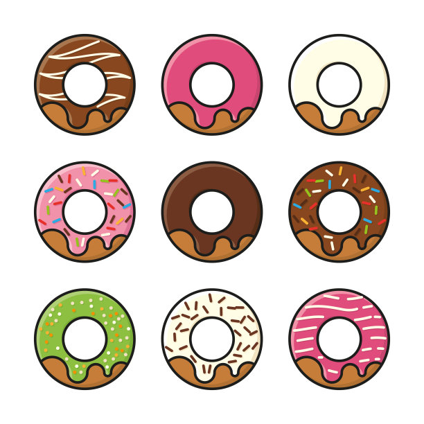 甜甜圈填充线图标收集图片下载