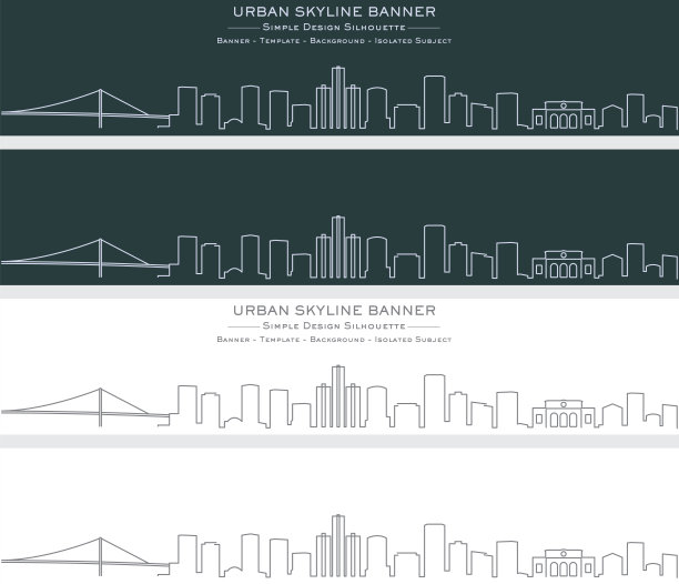 底特律单线天际线横幅图片下载