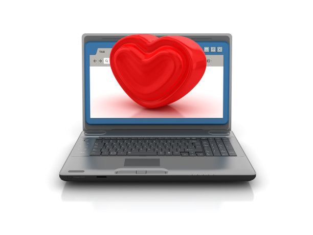 电脑笔记本电脑与网络浏览器和听到形状- 3D渲染图片下载