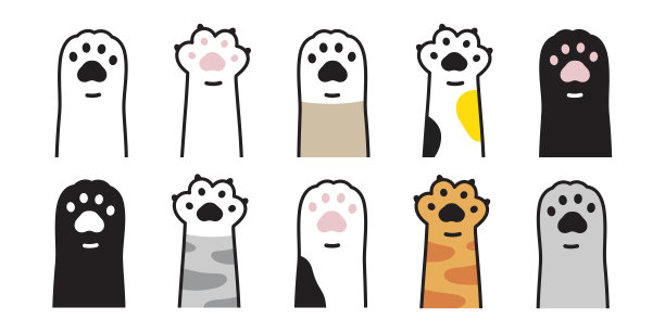 猫爪矢量图标印花布小猫的足迹标志人物卡通姜涂鸦插图标志图片下载