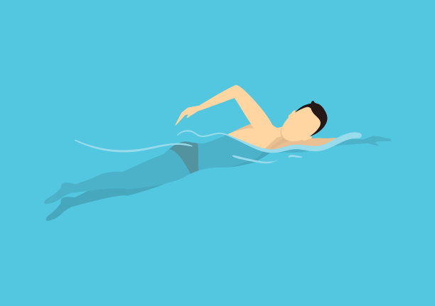 卡通人物游泳或跳水的人。向量图片下载