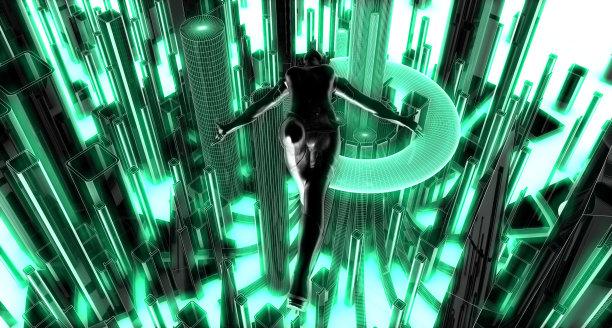 未来之城的飞行女孩图片下载