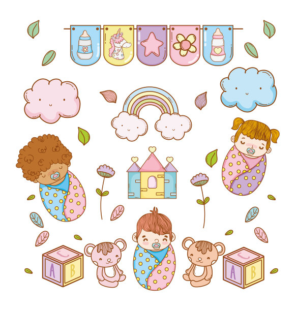 宝宝和可爱的玩具装饰宝宝送礼会图片下载