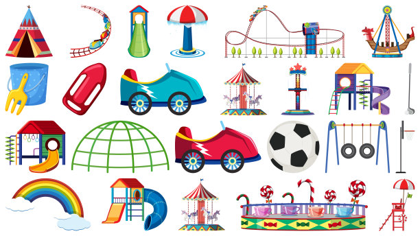 一套游乐园的游乐设施图片下载