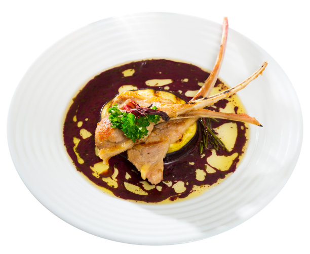 茄子酒沙司羊排图片下载