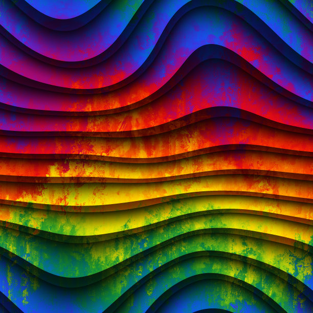 波浪3D无缝纹理彩虹垃圾背景图片下载