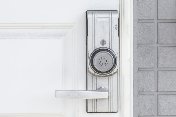 门把手和白色木门图片下载