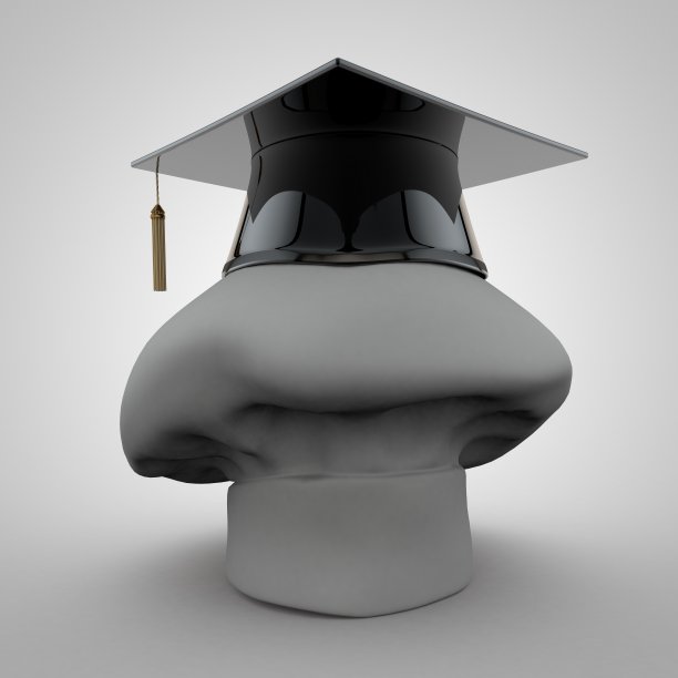厨师的帽子戴着一顶毕业帽的3D渲染图片下载