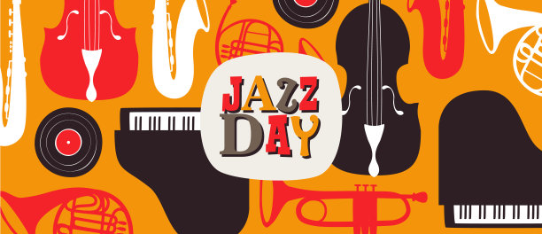 爵士日旗帜乐队乐器复古音乐图片下载