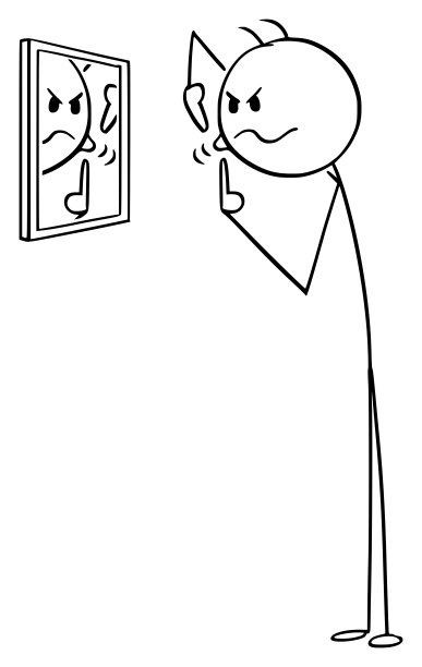 矢量卡通：男人照镜子挤脸上的大粉刺图片下载