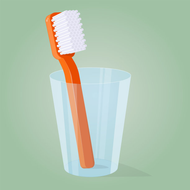 一个装在玻璃杯里的牙刷的卡通插图图片下载