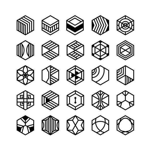 六边形几何矢量图标，装饰图片下载