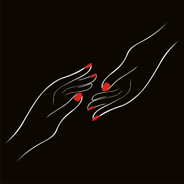 女性的手修指甲。黑色背景。矢量插图。图片下载